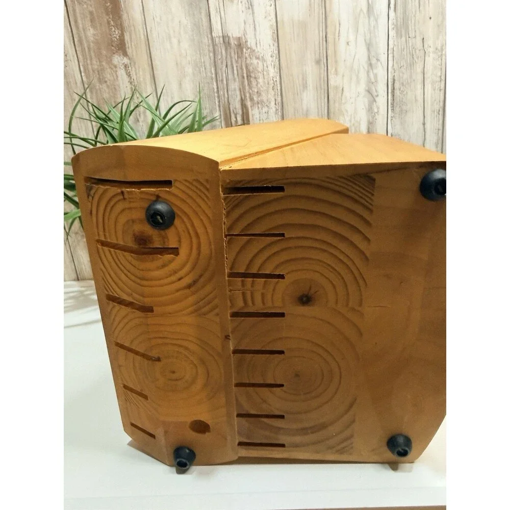 CHICAGO CUTLERY Wooden Knife Block w/ 15pc Max Capacity, Honey Pine Finish